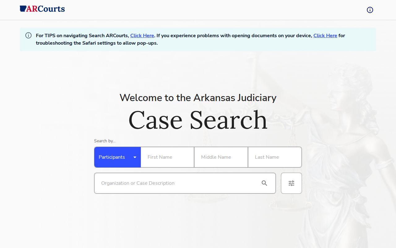 Arkansas Judiciary official case information search