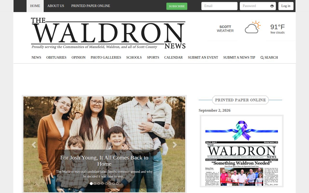 The Waldron News website serving Scott County Arkansas