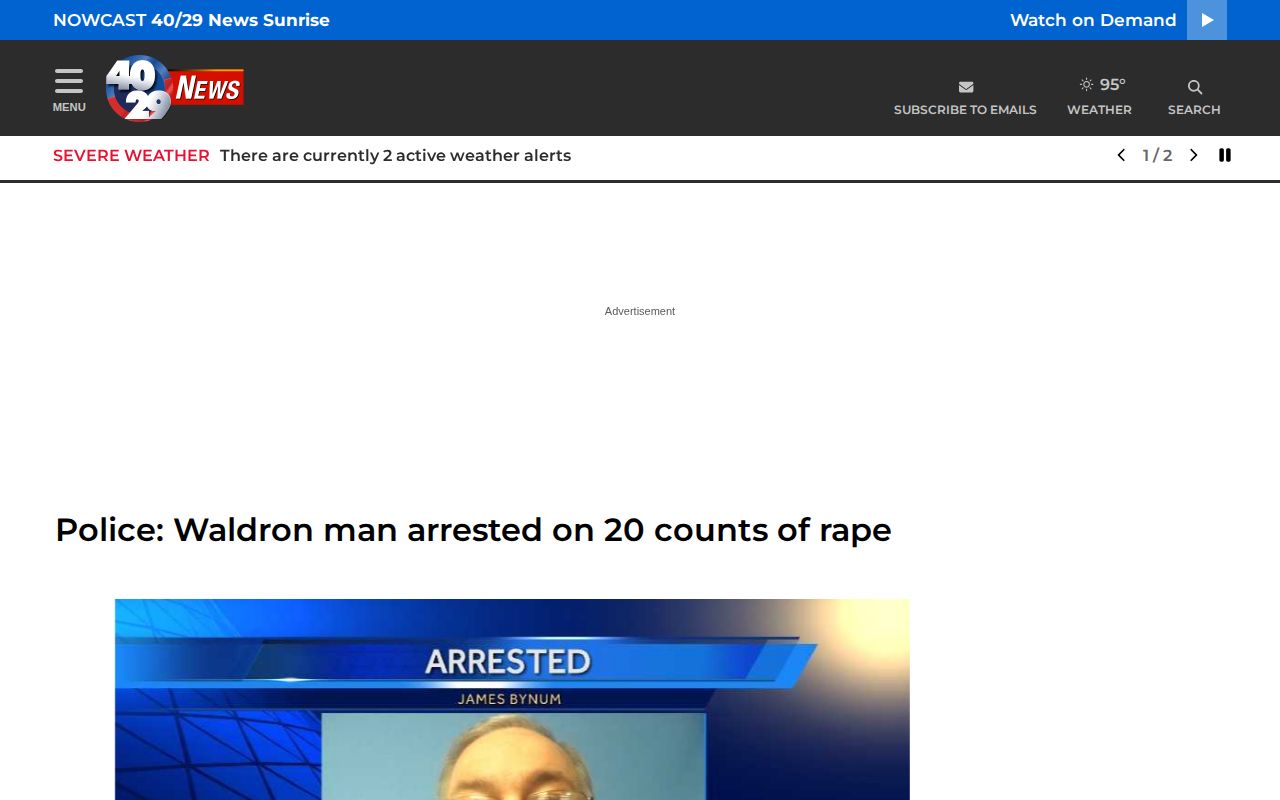 KHBS regional news report concerning a Waldron arrest