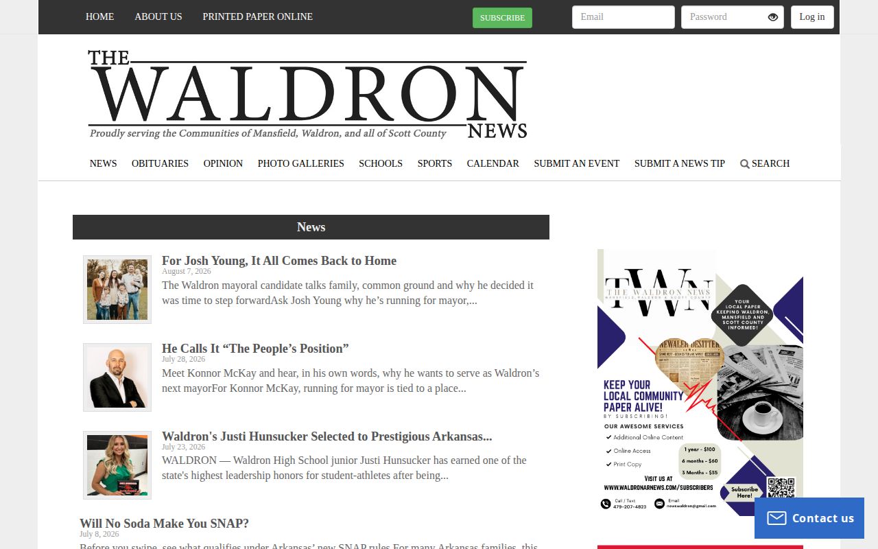 Waldron News general news category