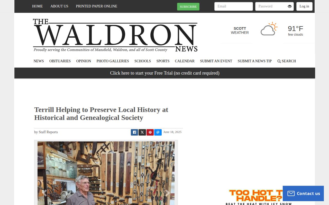 Article about Scott County historical records and the old county jail